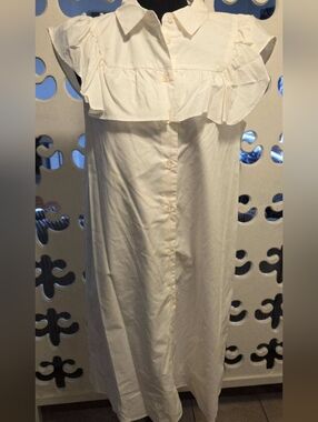 Who What Wear Ruffle Button Down Dress